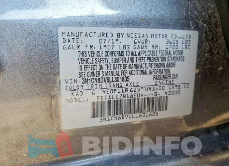 3N1CN8DV6LL801805 Photo# 12