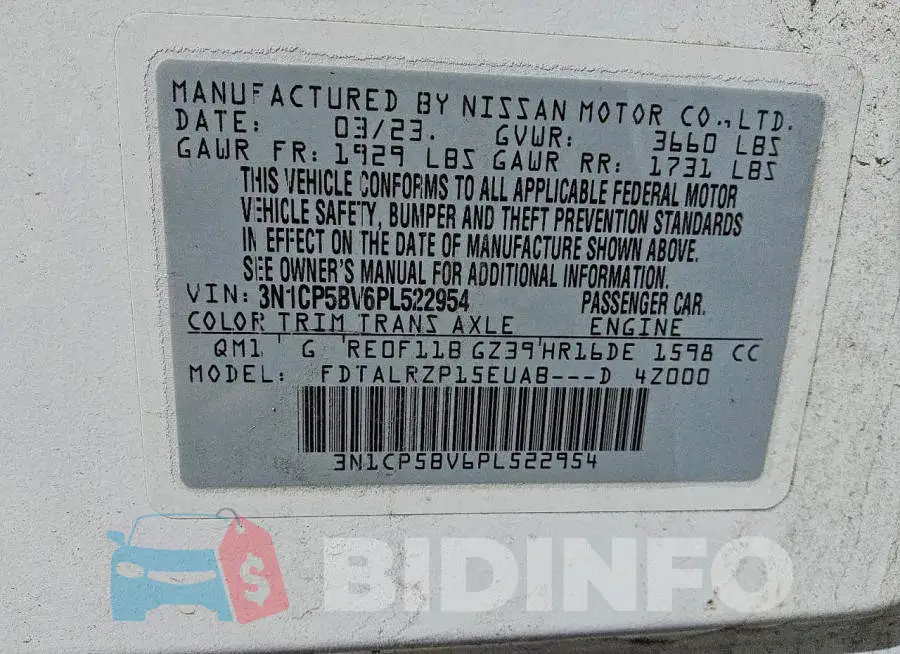 3N1CP5BV6PL522954 Photo# 13