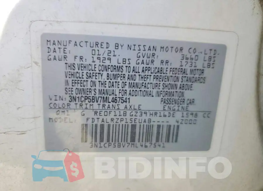 3N1CP5BV7ML467541 Photo# 12
