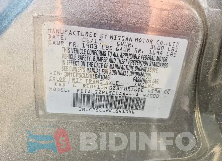 3N1CP5CU2KL541046 Photo# 14