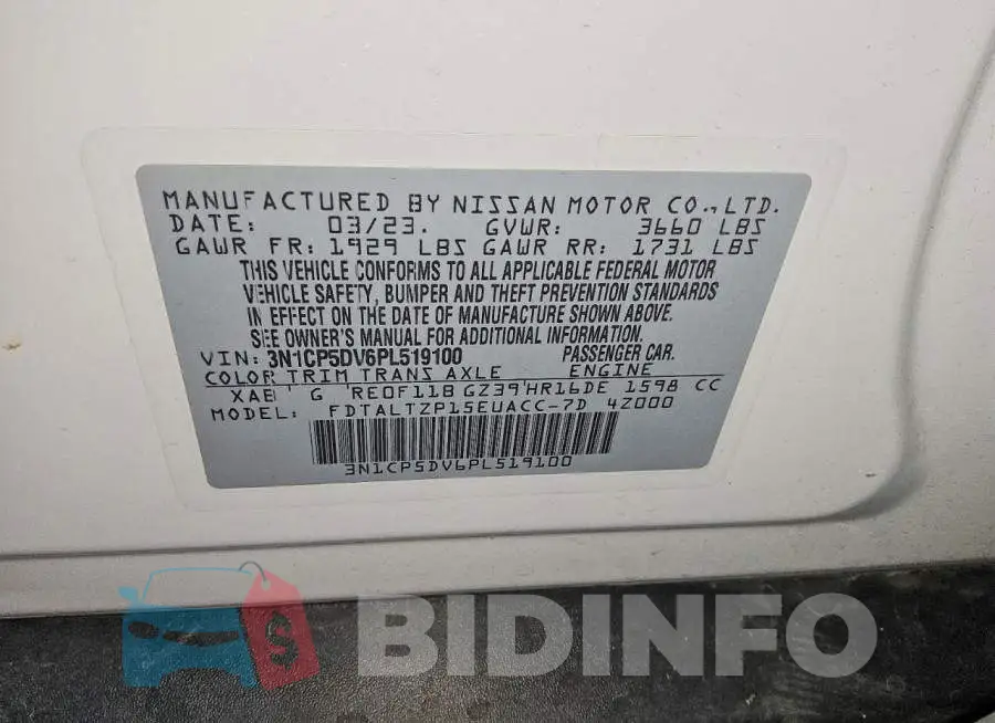 3N1CP5DV6PL519100 Photo# 13