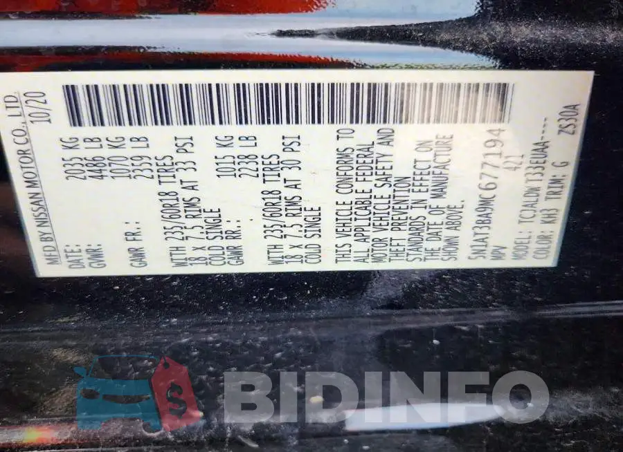 5N1AT3BA9MC677194 Photo# 12