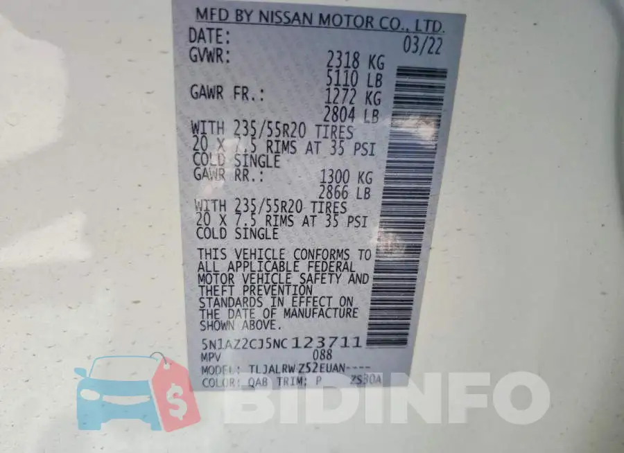5N1AZ2CJ5NC123711 Photo# 13