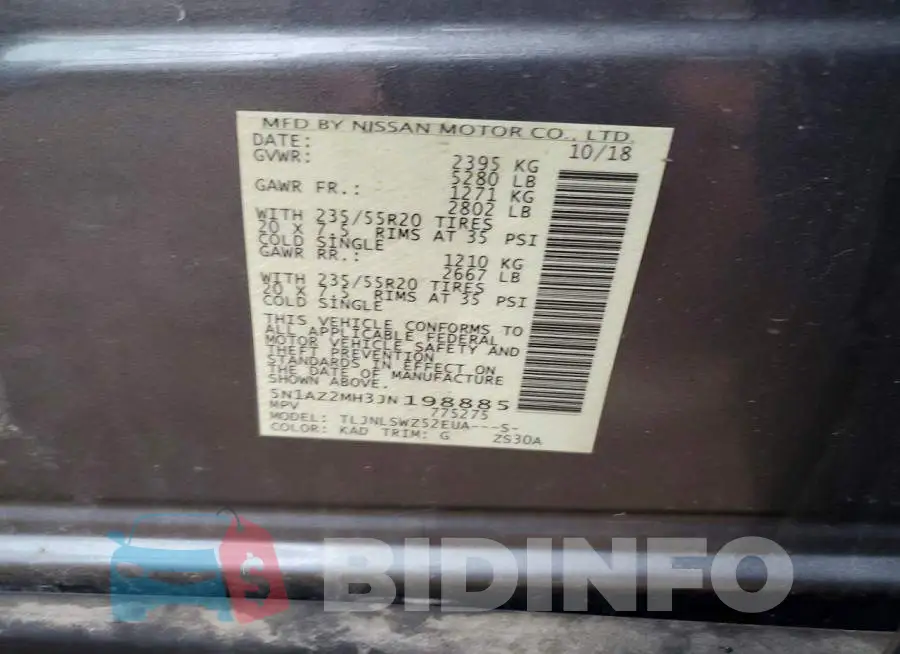 5N1AZ2MH3JN198885 Photo# 13