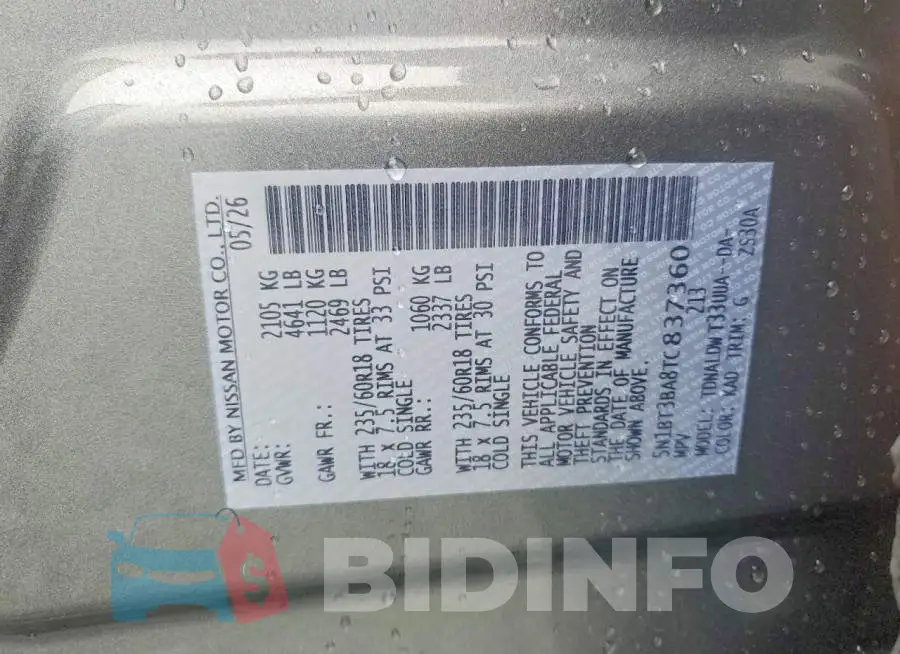 5N1BT3BA8TC837360 Photo# 13