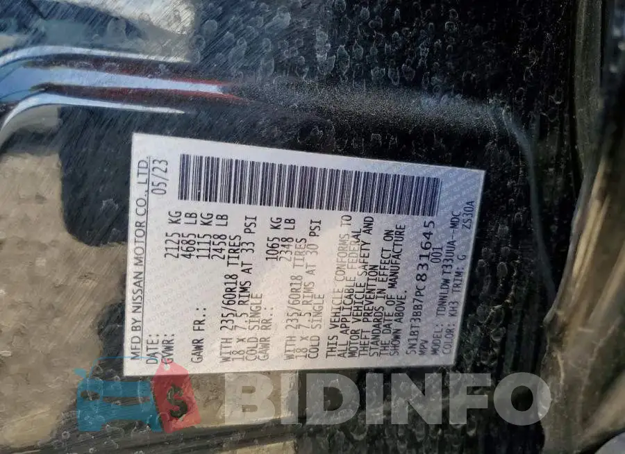 5N1BT3BB7PC831645 Photo# 13