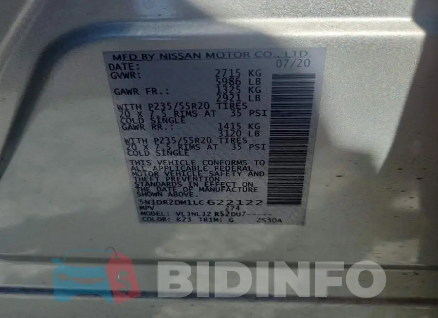 5N1DR2DM1LC622122 Photo# 12