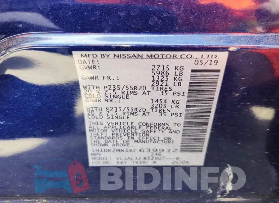 5N1DR2MN1KC639932 Photo# 13