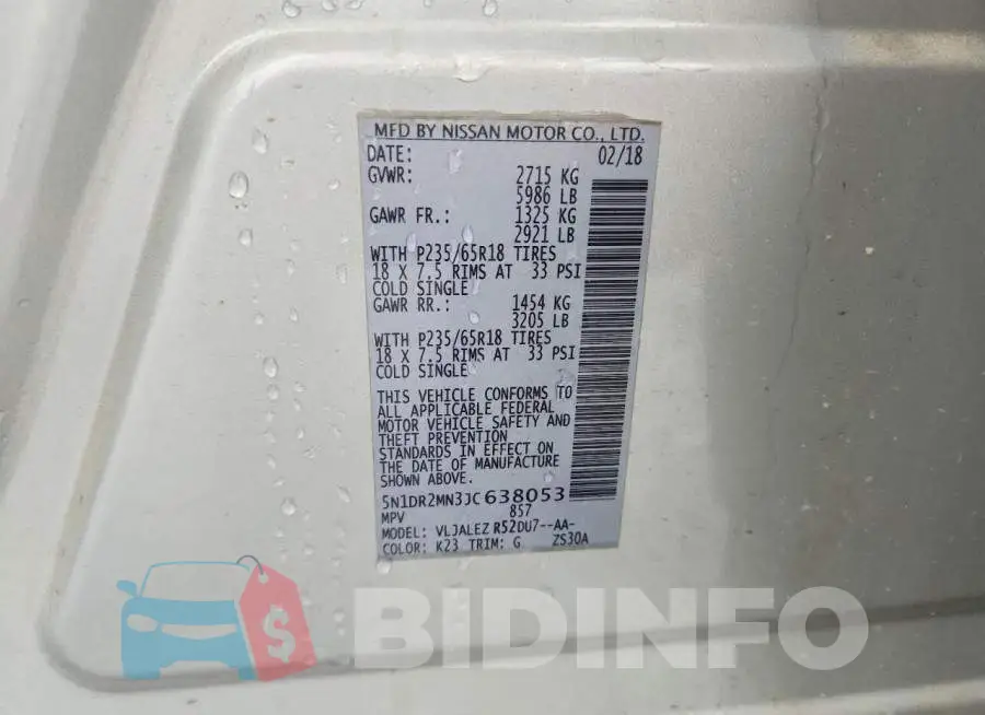 5N1DR2MN3JC638053 Photo# 13