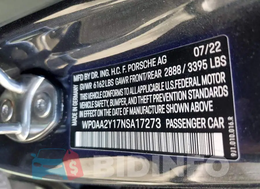 WP0AA2Y17NSA17273 Photo# 12