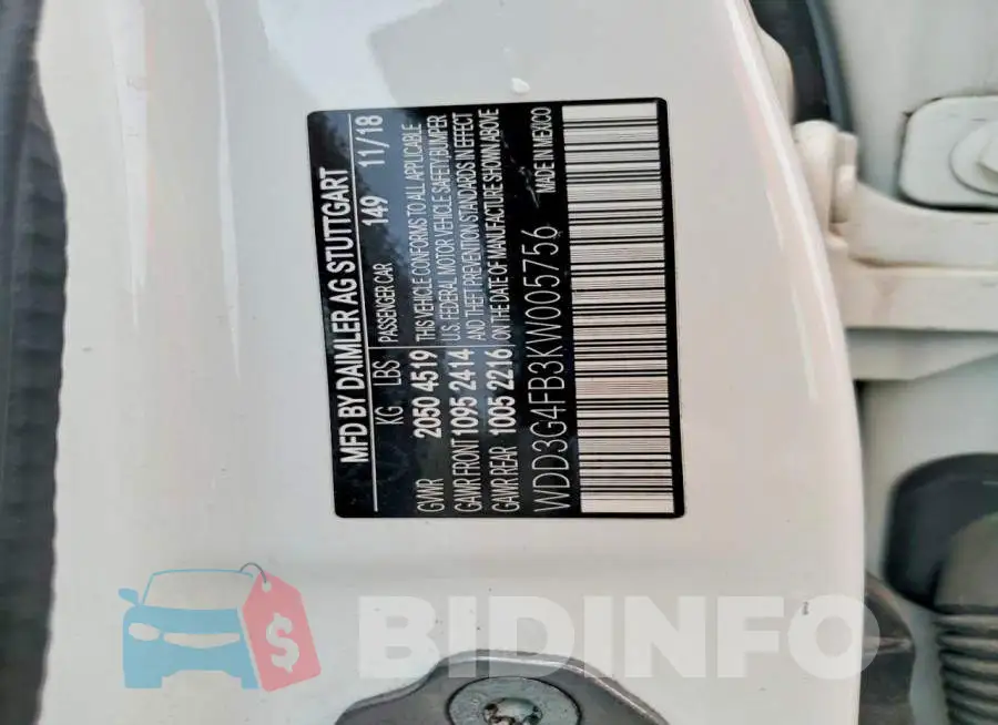 WDD3G4FB3KW005756 Photo# 12