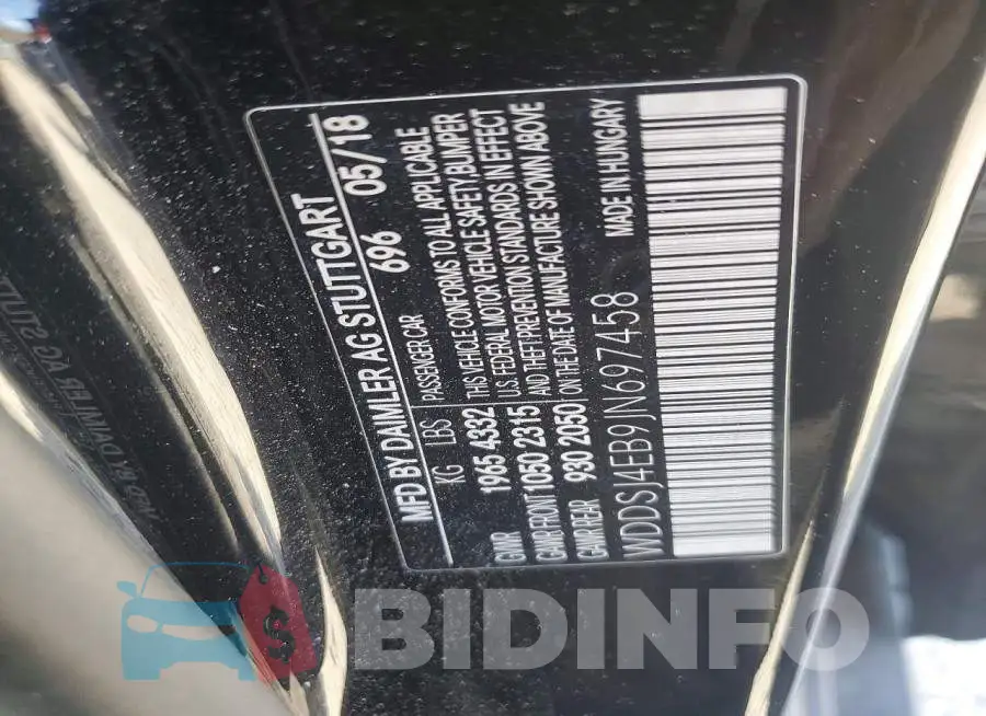 WDDSJ4EB9JN697458 Photo# 12