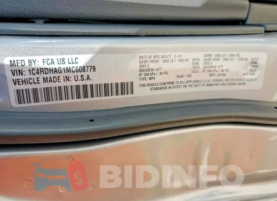 1C4RDHAG1MC608779 Photo# 13