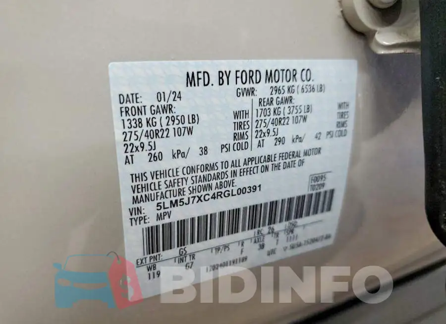 5LM5J7XC4RGL00391 Photo# 13