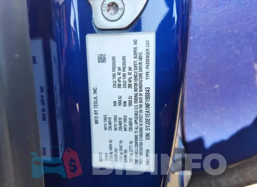 5YJ3E1EA1NF190843 Photo# 12
