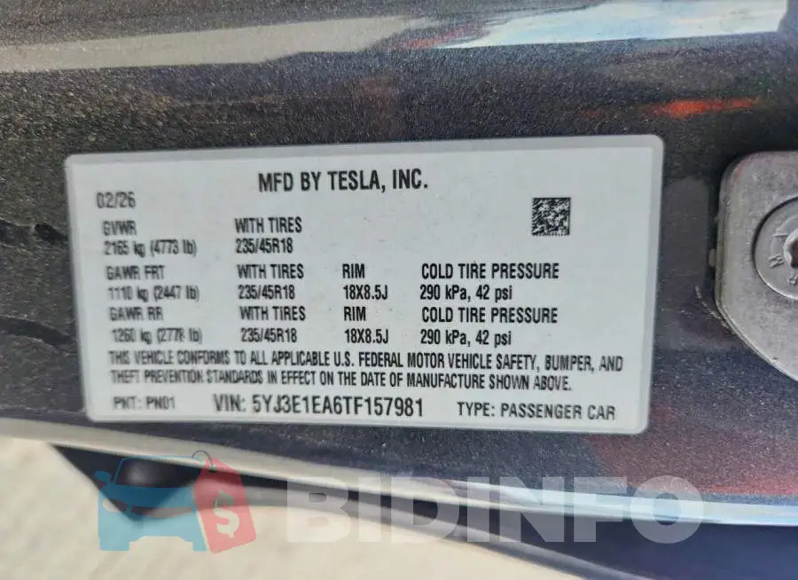 5YJ3E1EA6TF157981 Photo# 12