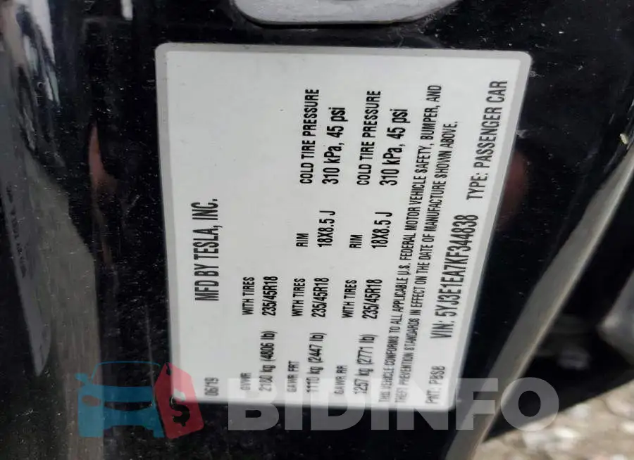 5YJ3E1EA7KF344838 Photo# 12
