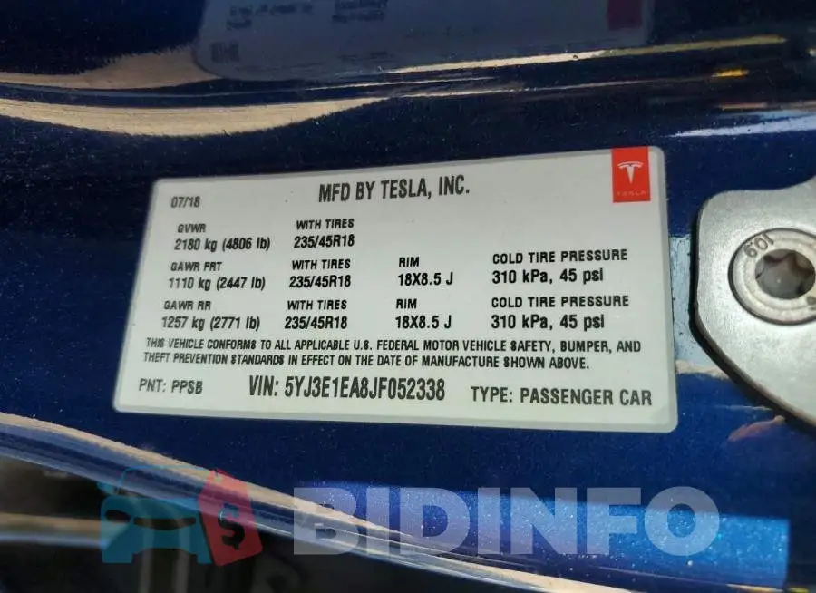 5YJ3E1EA8JF052338 Photo# 12