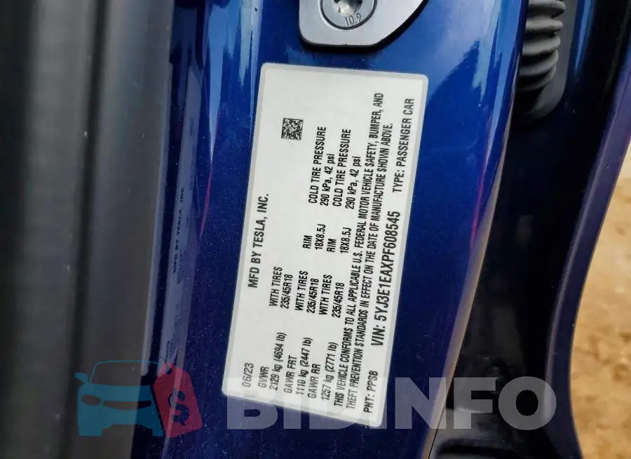 5YJ3E1EAXPF608545 Photo# 13