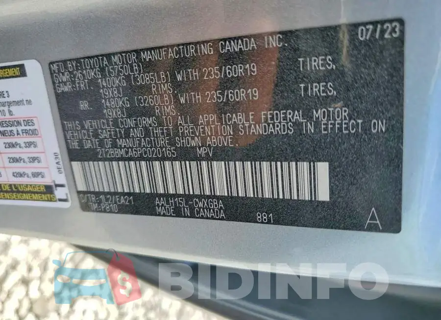 2T2BBMCA6PC020165 Photo# 13