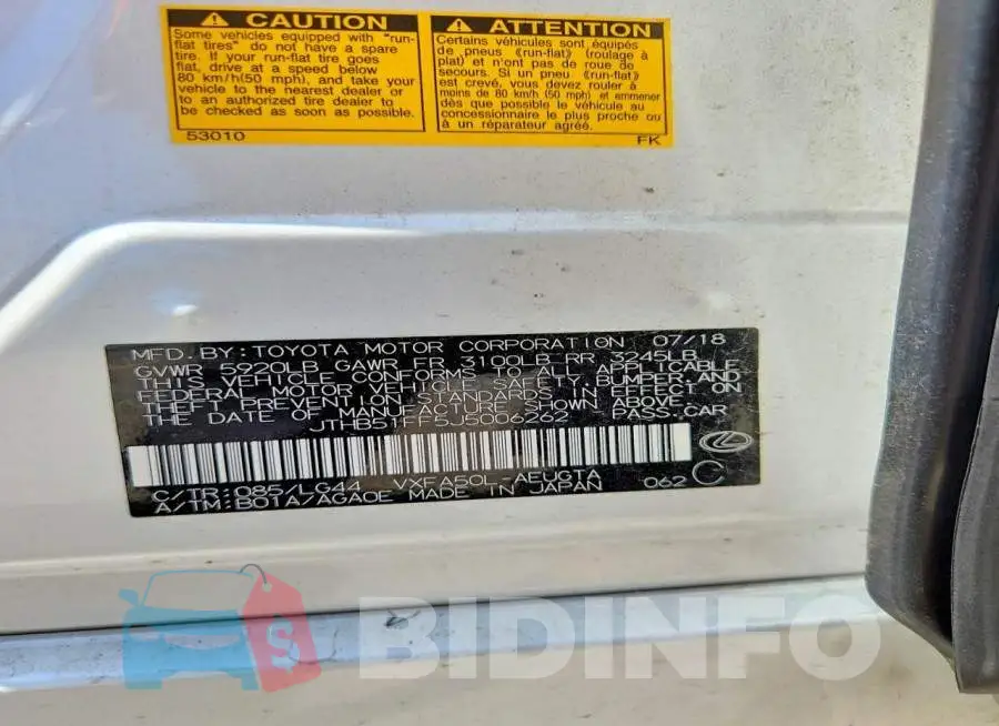 JTHB51FF5J5006262 Photo# 12