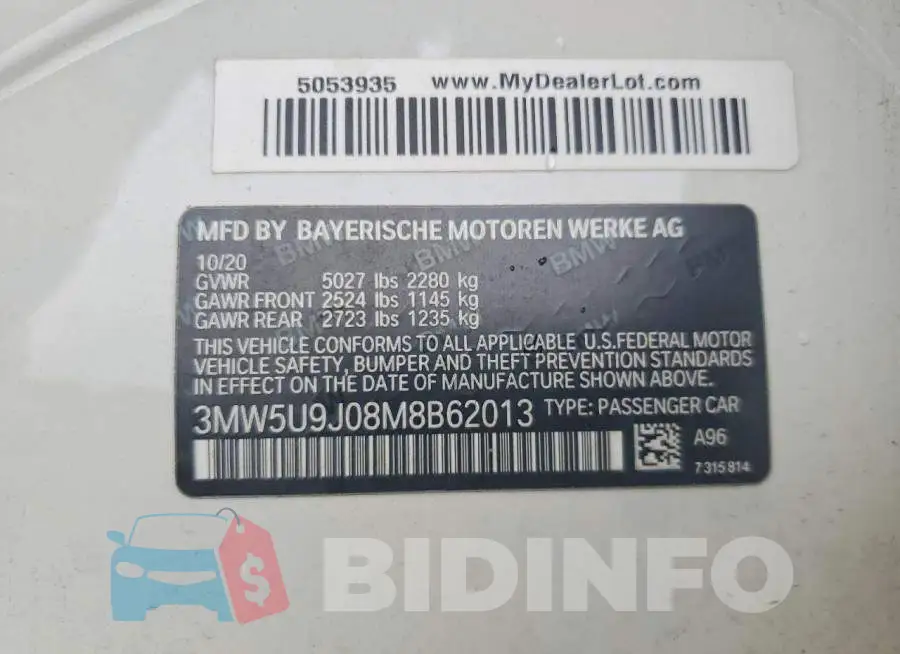 3MW5U9J08M8B62013 Photo# 13