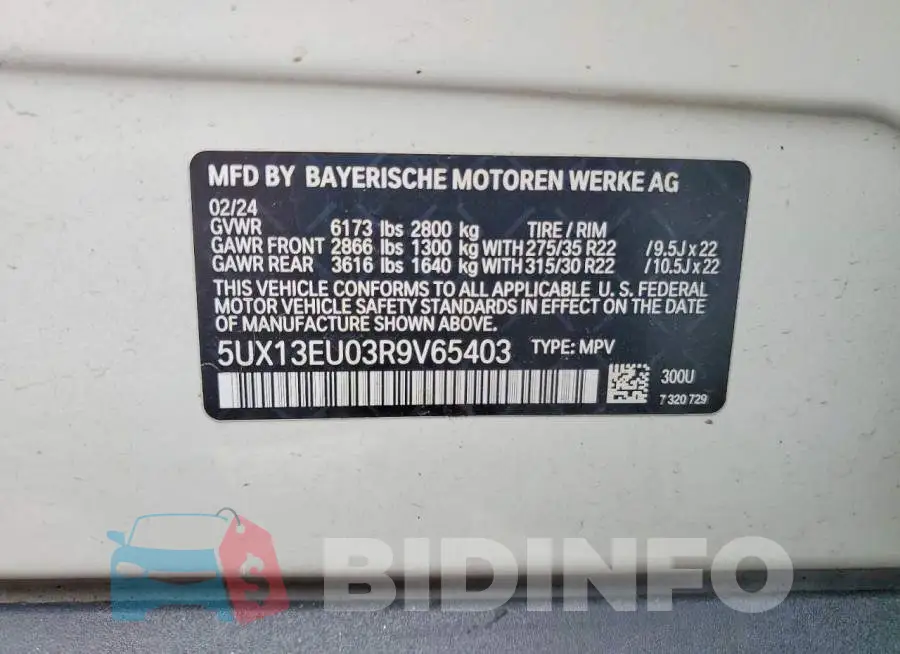 5UX13EU03R9V65403 Photo# 13