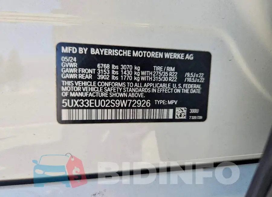 5UX33EU02S9W72926 Photo# 13