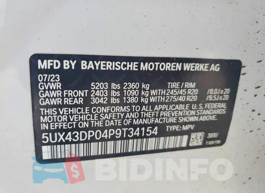 5UX43DP04P9T34154 Photo# 13