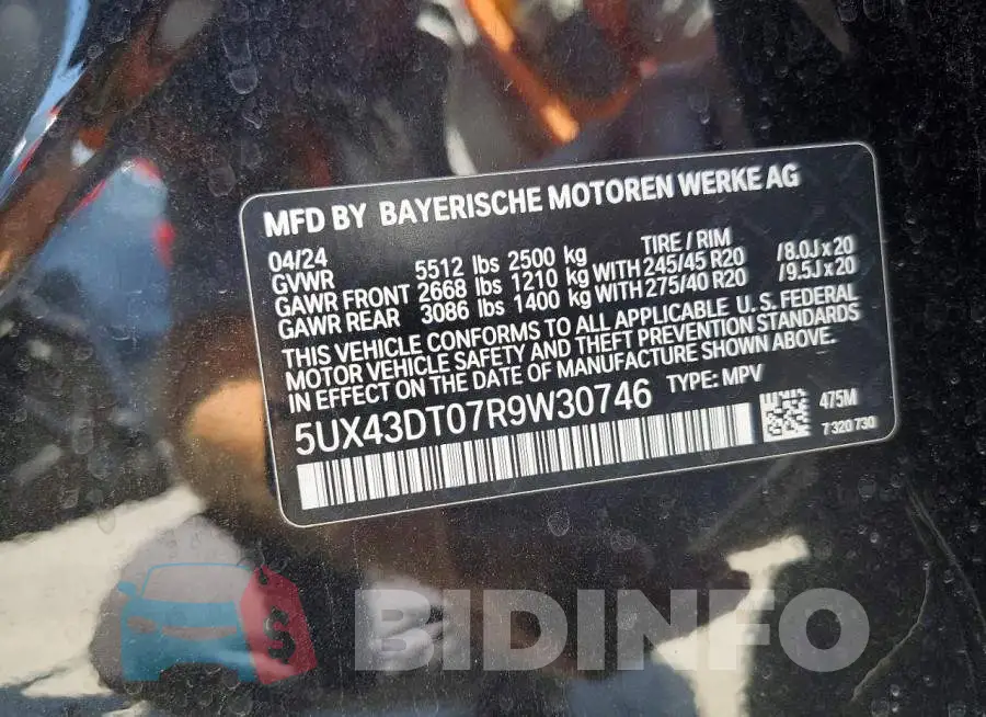 5UX43DT07R9W30746 Photo# 13