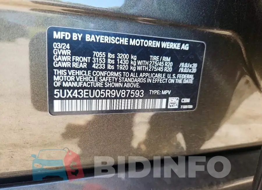 5UX43EU05R9V87593 Photo# 12