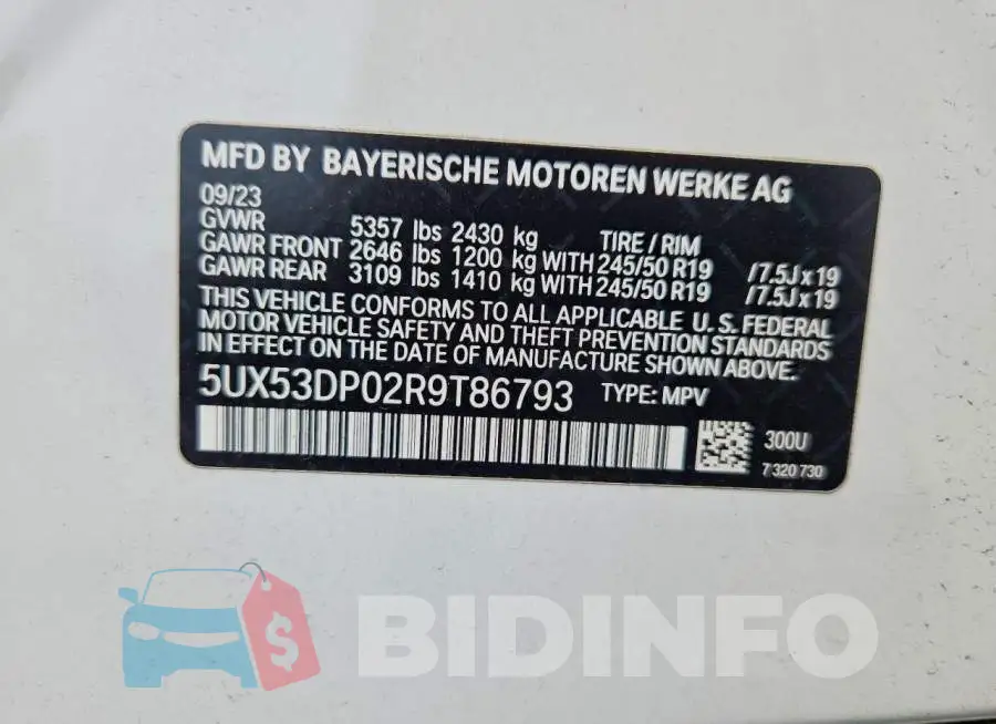 5UX53DP02R9T86793 Photo# 13