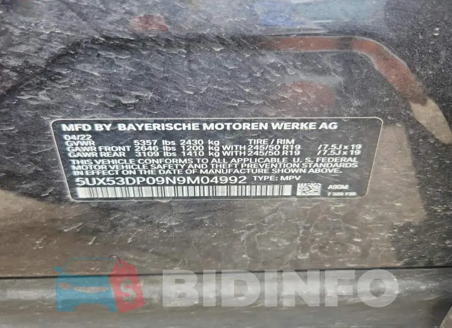 5UX53DP09N9M04992 Photo# 13