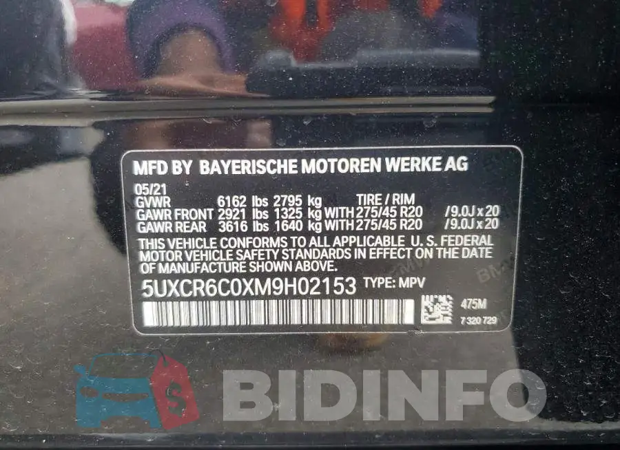 5UXCR6C0XM9H02153 Photo# 13