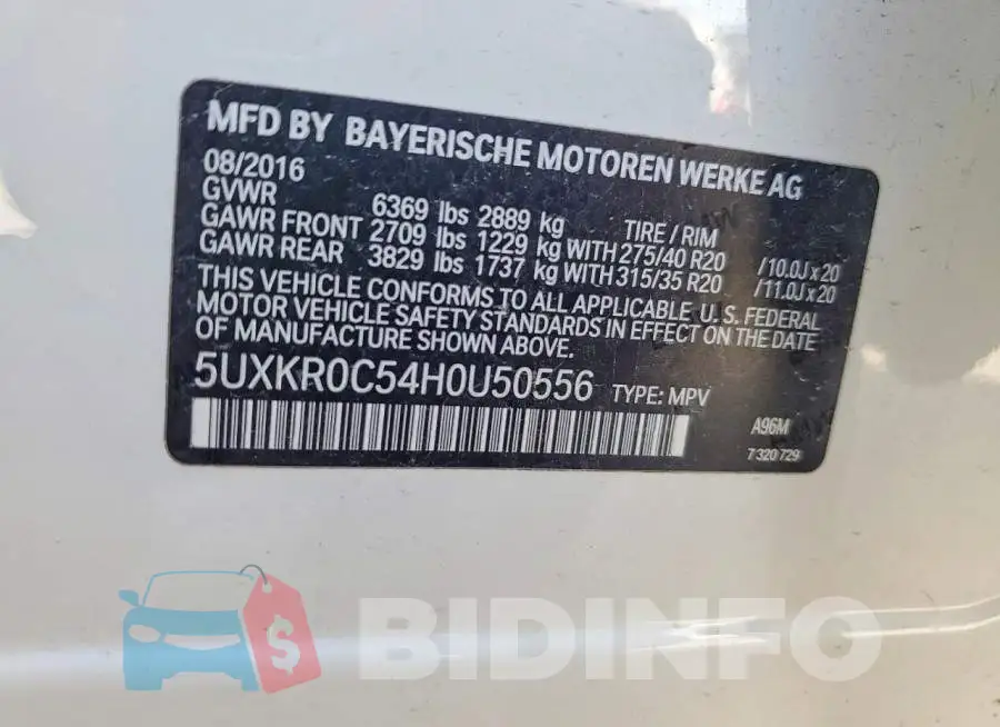 5UXKR0C54H0U50556 Photo# 14