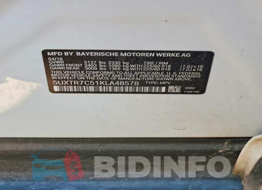 5UXTR7C51KLA48578 Photo# 13