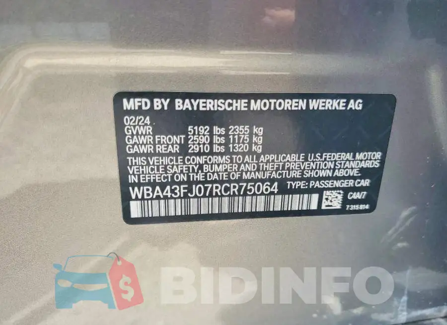 WBA43FJ07RCR75064 Photo# 12
