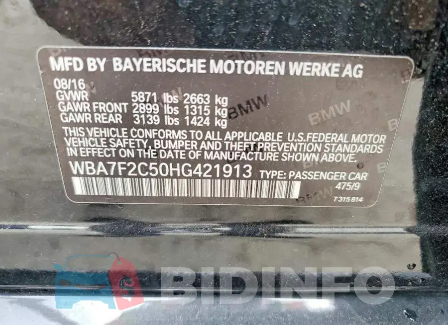 WBA7F2C50HG421913 Photo# 13