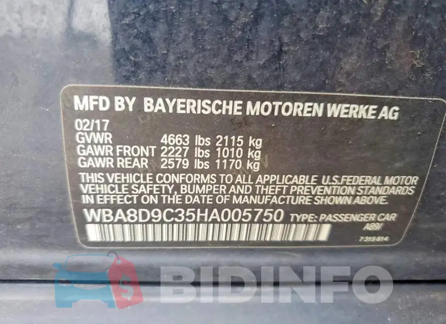 WBA8D9C35HA005750 Photo# 13