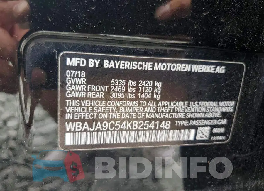 WBAJA9C54KB254148 Photo# 12