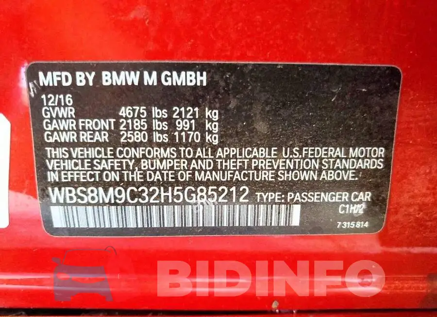 WBS8M9C32H5G85212 Photo# 12