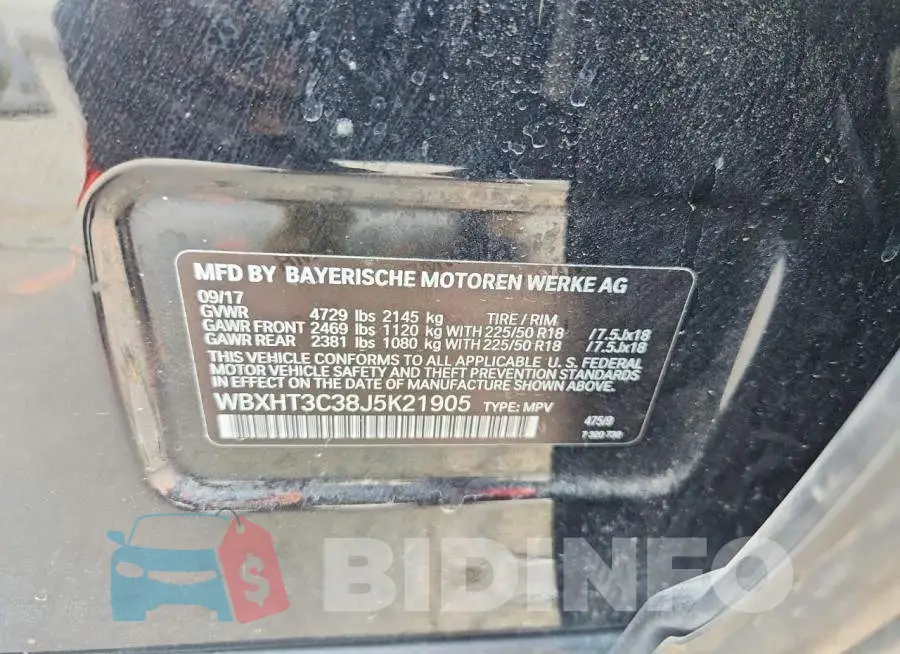 WBXHT3C38J5K21905 Photo# 13