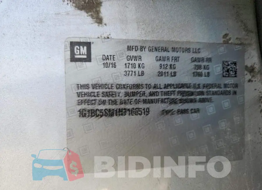 1G1BC5SM1H7166519 Photo# 12