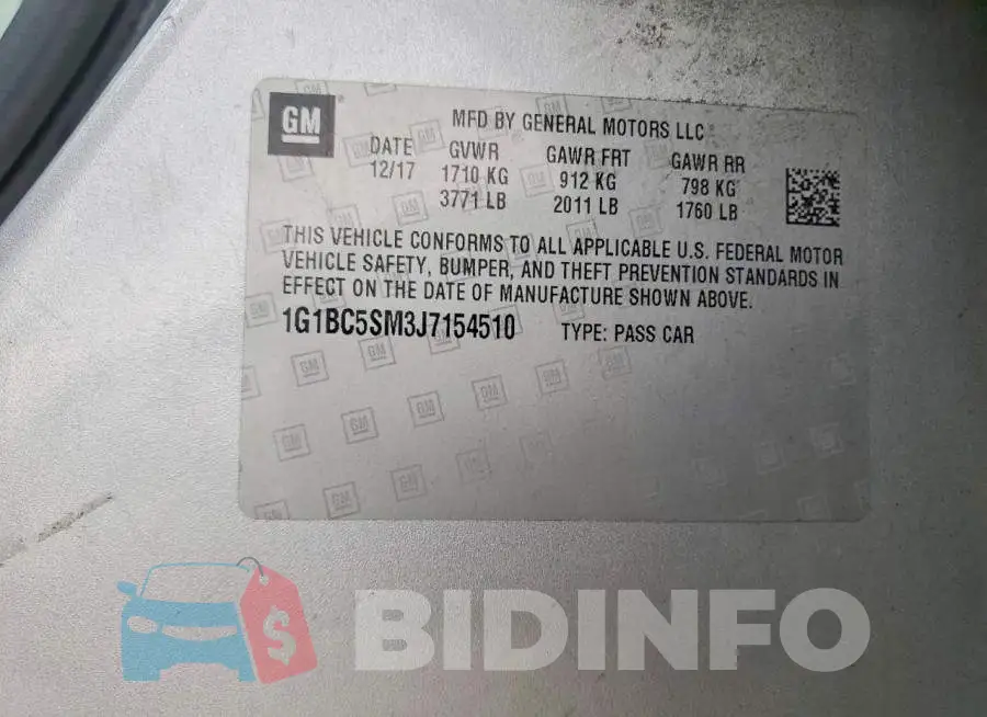 1G1BC5SM3J7154510 Photo# 12