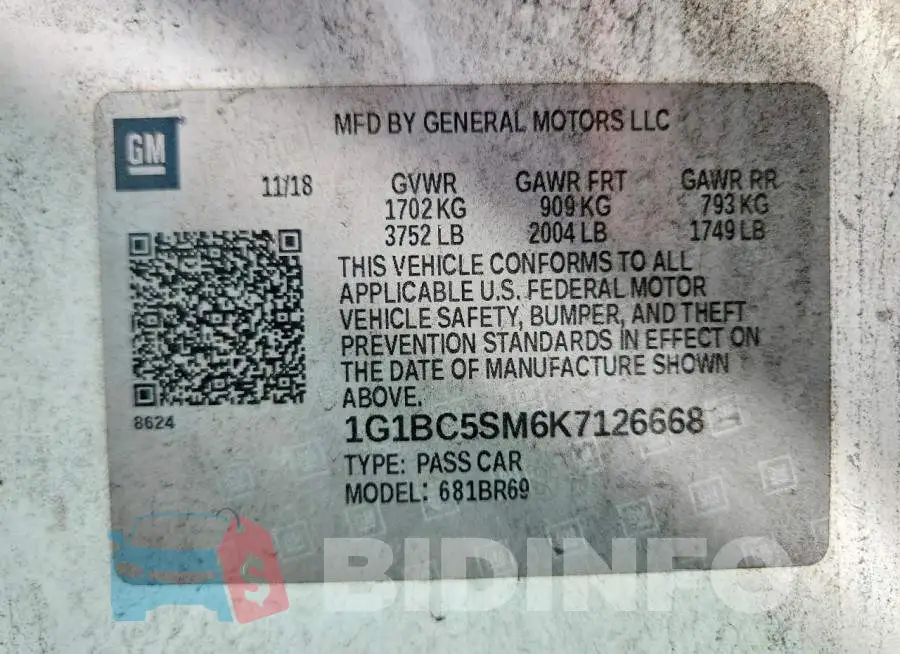 1G1BC5SM6K7126668 Photo# 12