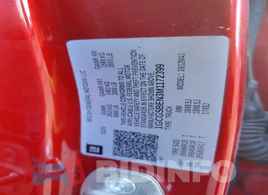 1GCGSBEN3M1172399 Photo# 12