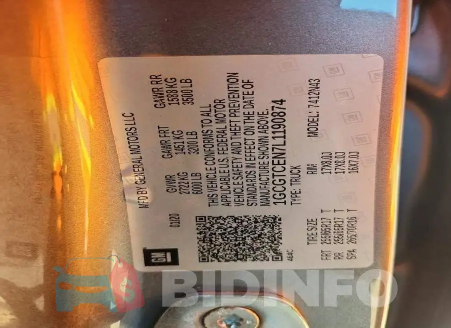 1GCGTCEN7L1190874 Photo# 12