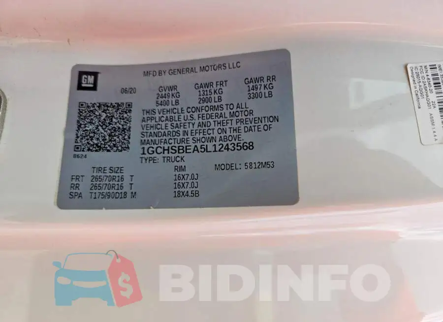 1GCHSBEA5L1243568 Photo# 12