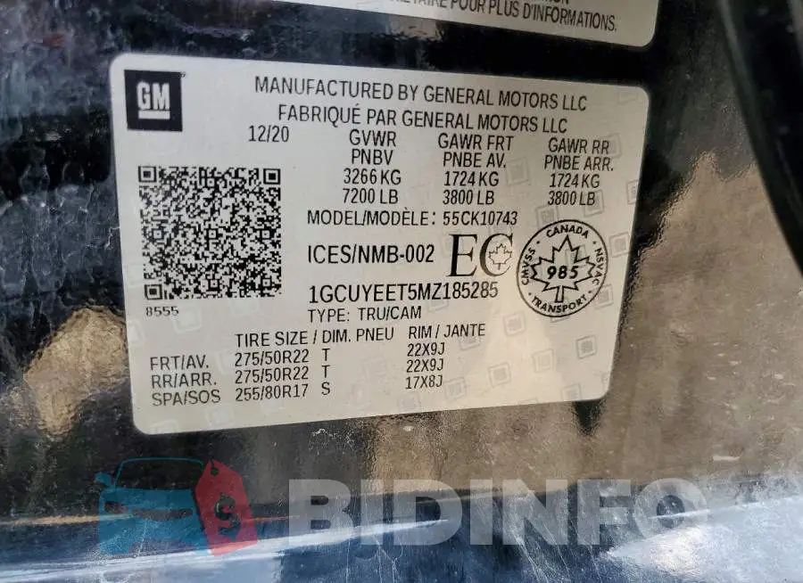 1GCUYEET5MZ185285 Photo# 12