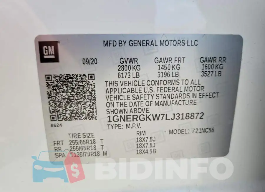 1GNERGKW7LJ318872 Photo# 13
